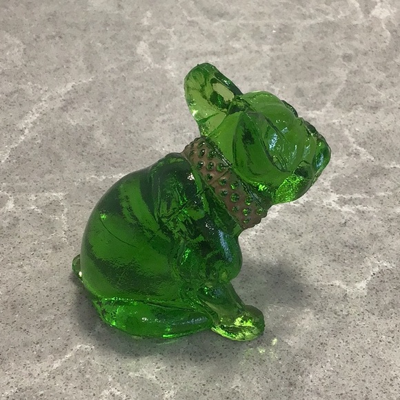 Vtg Westmoreland 2.5” Glass Bulldog Figurine Rhinestone Eyes - Picture 4 of 7